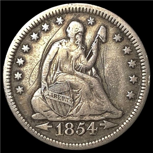 1854 Arrows Seated Liberty Quarter LIGHTLY CIRCULATED