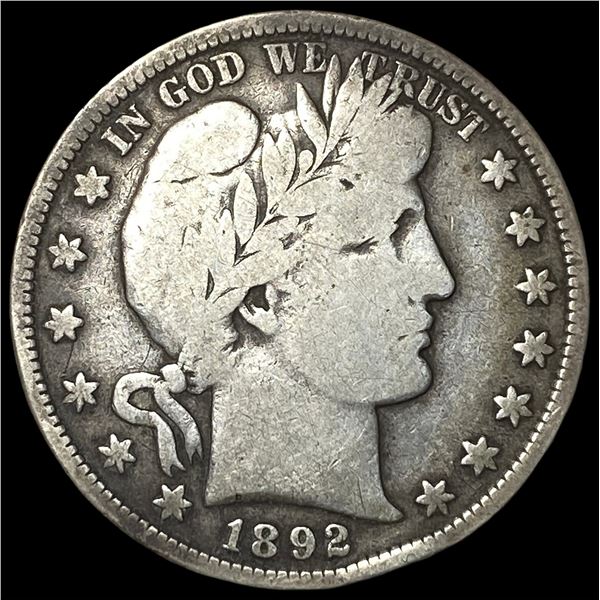 1892 Silver Barber Half Dollar NICELY CIRCULATED