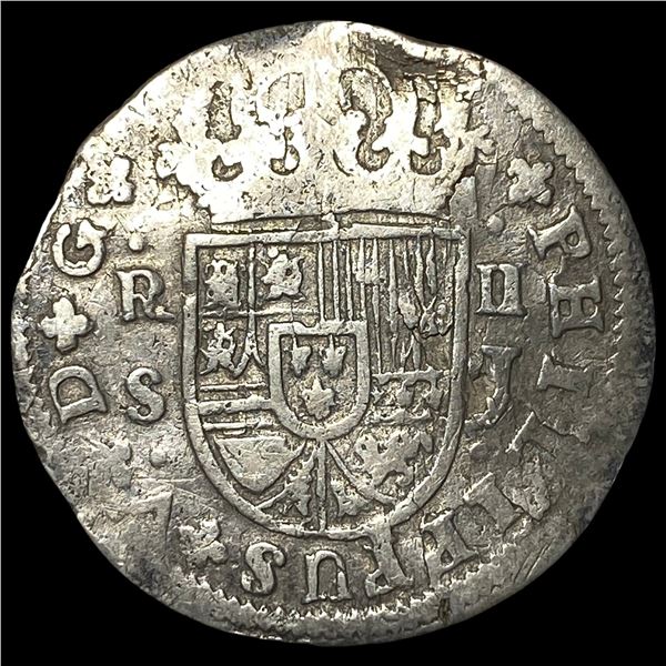1725 Spanish Silver 2 Reales Cob HIGH GRADE