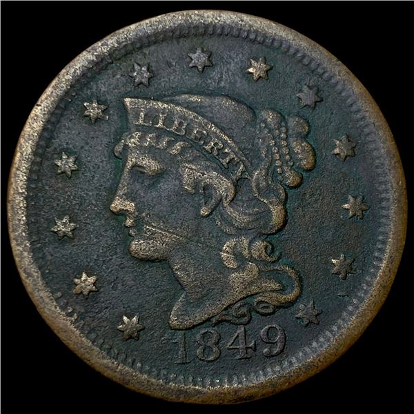 1849 Braided Hair Large Cent LIGHTLY CIRCULATED