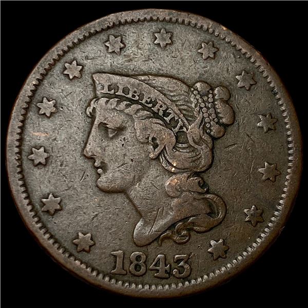 1843 Braided Hair Large Cent ABOUT UNCIRCULATED
