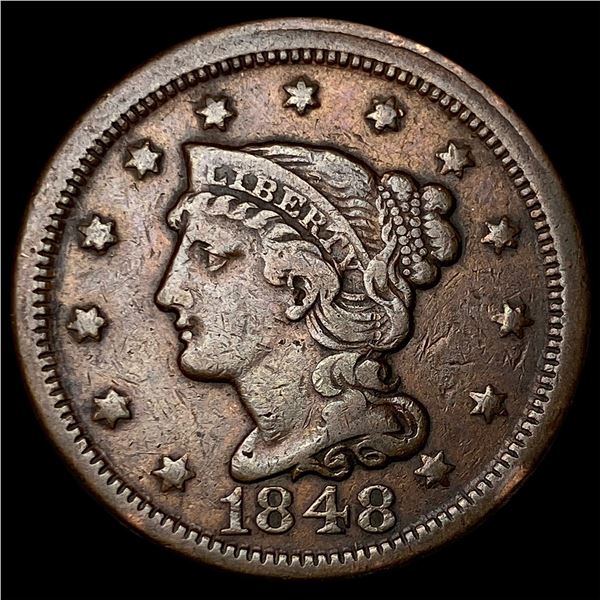 1848 Braided Hair Large Cent ABOUT UNCIRCULATED