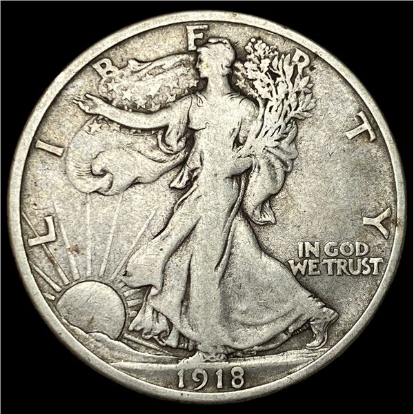 1918-D Silver Walking Liberty Half Dollar LIGHTLY CIRCULATED