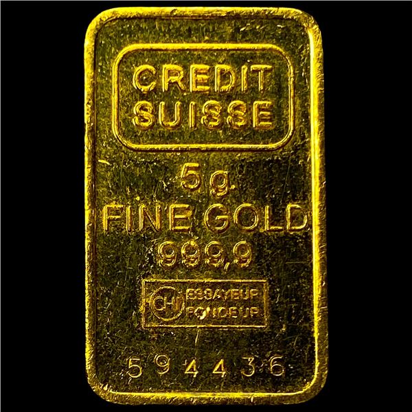 Credit Suisse 5g Gold Bar 999.9 Fine HIGH GRADE