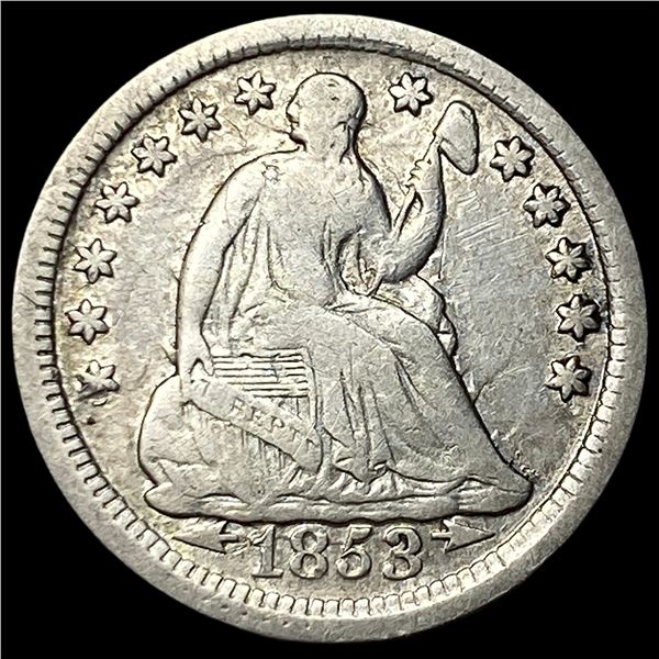 1853 Arrows Seated Liberty Half Dime LIGHTLY CIRCULATED