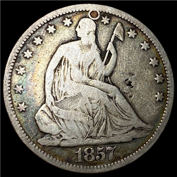 1857-S Silver Seated Liberty Half Dollar NICELY CIRCULATED