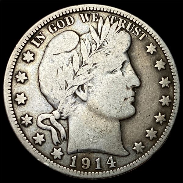 1914-S Silver Barber Half Dollar LIGHTLY CIRCULATED