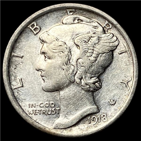1918 Silver Mercury Dime CLOSELY UNCIRCULATED