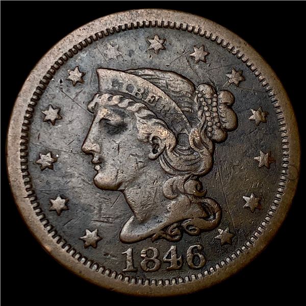 1846 Braided Hair Large Cent LIGHTLY CIRCULATED