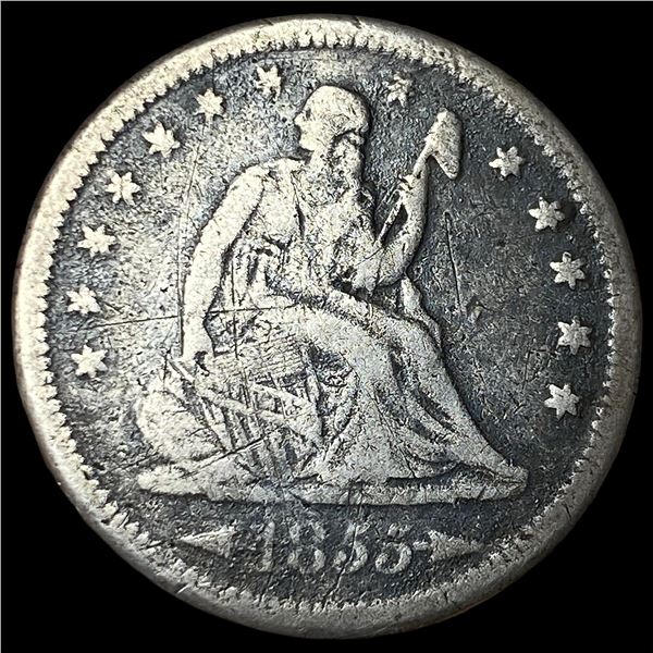 1855-S Silver Seated Liberty Quarter LIGHTLY CIRCULATED