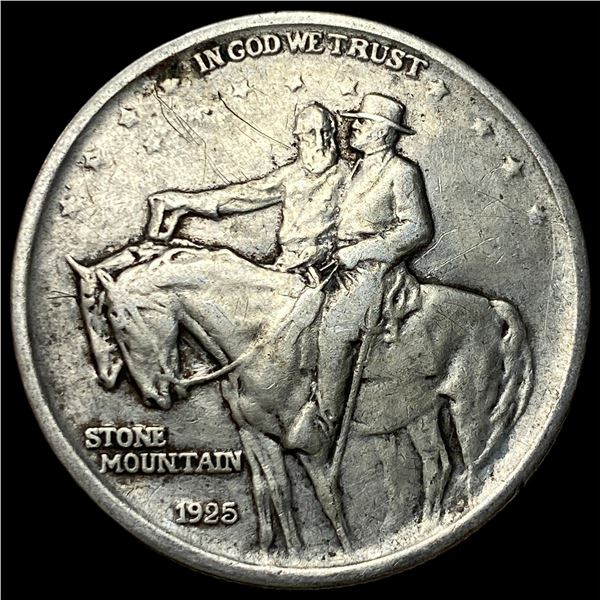 1925 Silver Stone Mountain Half Dollar NEARLY UNCIRCULATED