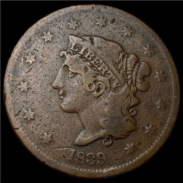 1839 Braided Hair Large Cent LIGHTLY CIRCULATED