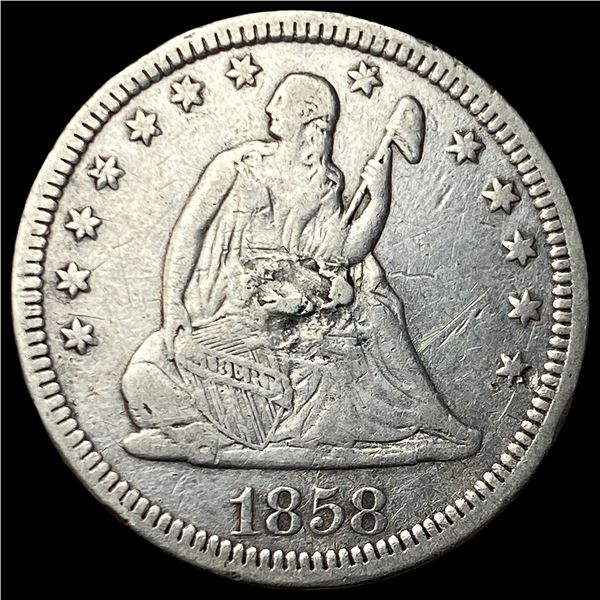 1858 Seated Liberty Quarter NEARLY UNCIRCULATED