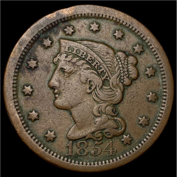 1854 Braided Hair Large Cent NEARLY UNCIRCULATED