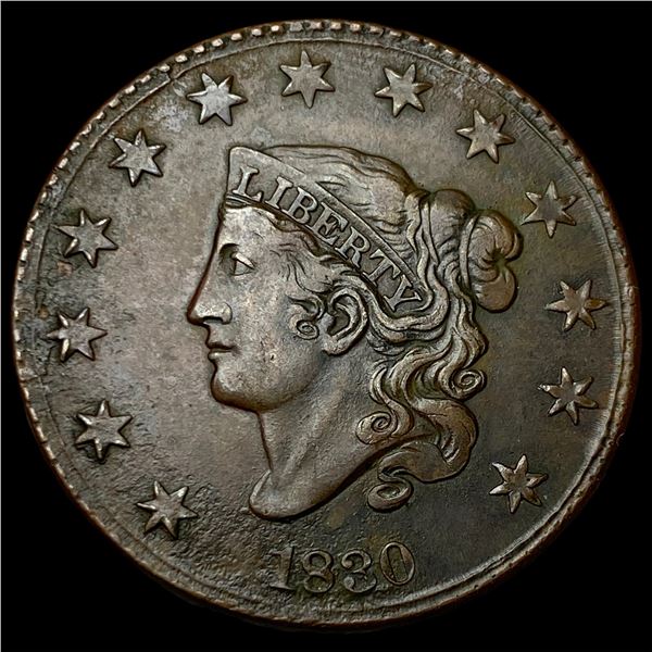 1830 Coronet Head Large Cent NEARLY UNCIRCULATED