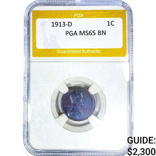 1913-D Wheat Cent PGA MS65 BN