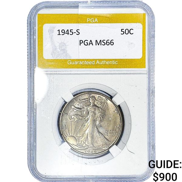 1945-S Walking Liberty Half Dollar PGA MS66