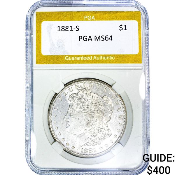 1881-S Morgan Silver Dollar PGA MS64