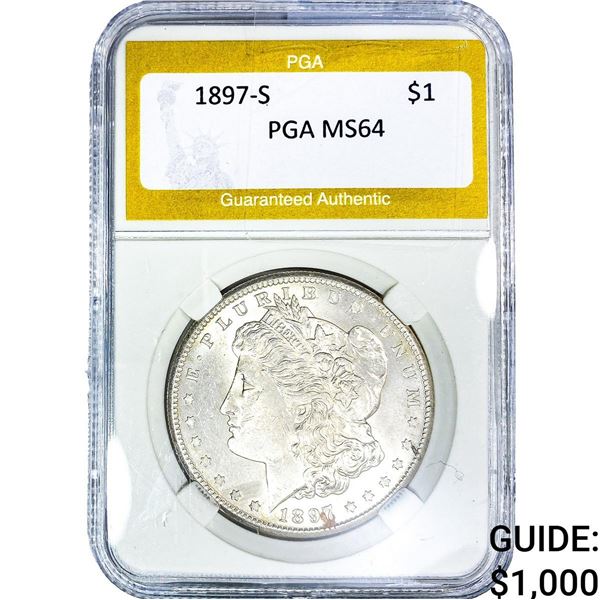 1897-S Morgan Silver Dollar PGA MS64