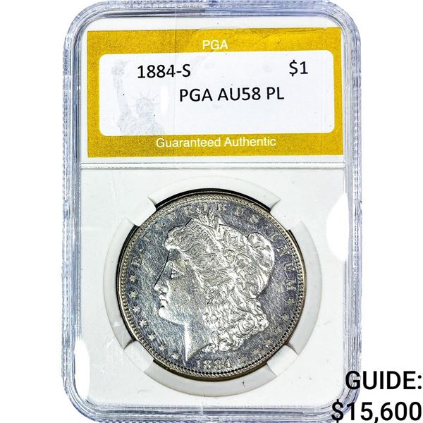 1884-S Morgan Silver Dollar PGA AU58 PL