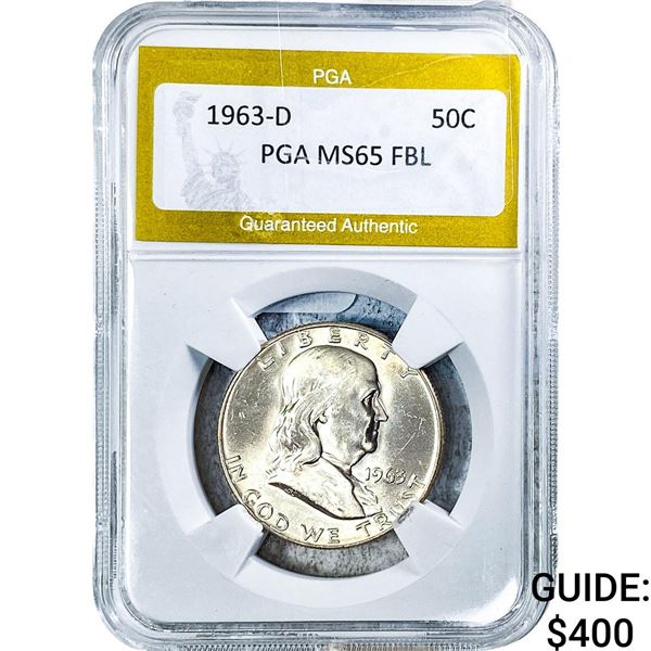 1963-D Franklin Half Dollar PGA MS65 FBL