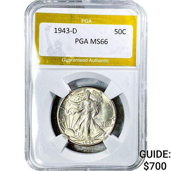 1943-D Walking Liberty Half Dollar PGA MS66