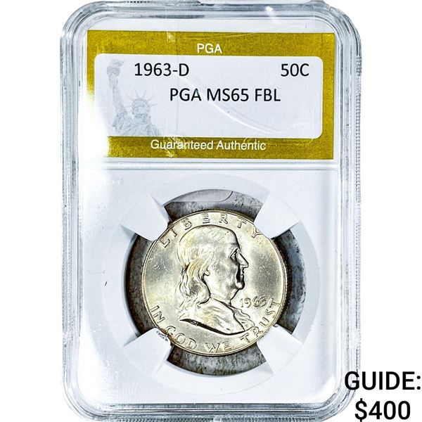 1963-D Franklin Half Dollar PGA MS65 FBL