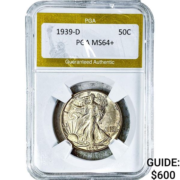 1939-D Walking Liberty Half Dollar PGA MS64+