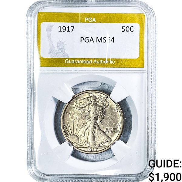 1917 Walking Liberty Half Dollar PGA MS64