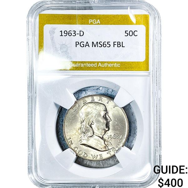 1963-D Franklin Half Dollar PGA MS65 FBL