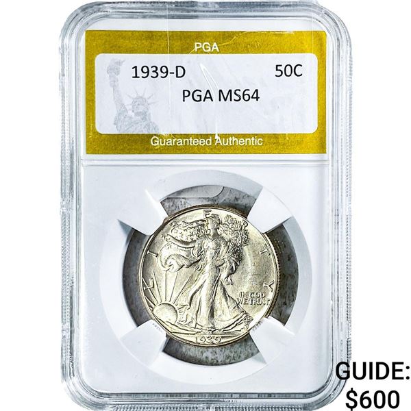 1939-D Walking Liberty Half Dollar PGA MS64