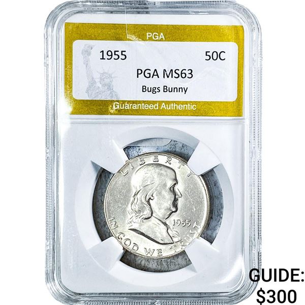 1955 Franklin Half Dollar PGA MS63 Bugs Bunny