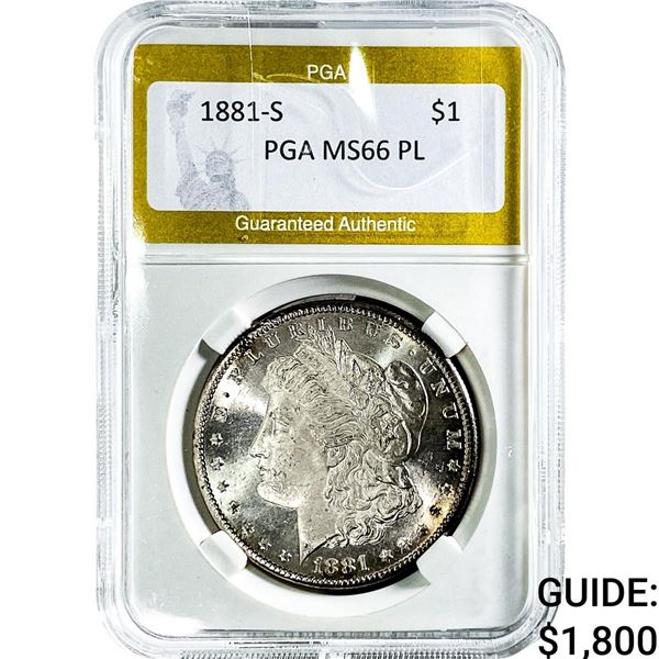 1881-S Morgan Silver Dollar PGA MS66 PL