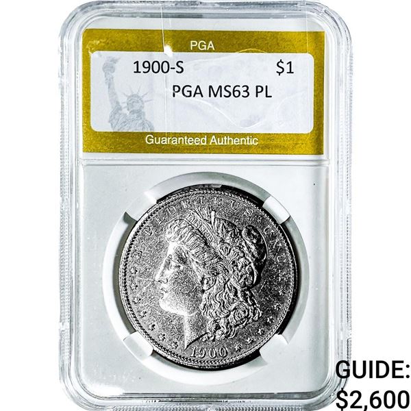 1900-S Morgan Silver Dollar PGA MS63 PL