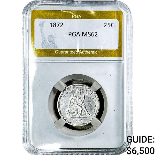 1872 Seated Liberty Quarter PGA MS62