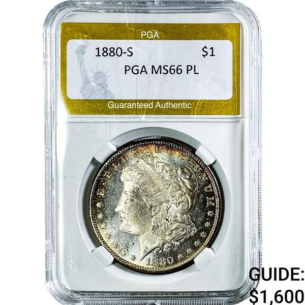 1880-S Morgan Silver Dollar PGA MS66 PL