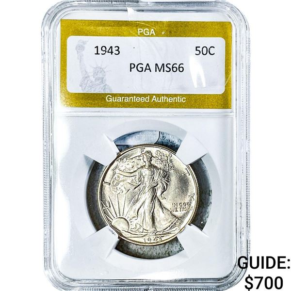 1943 Walking Liberty Half Dollar PGA MS66