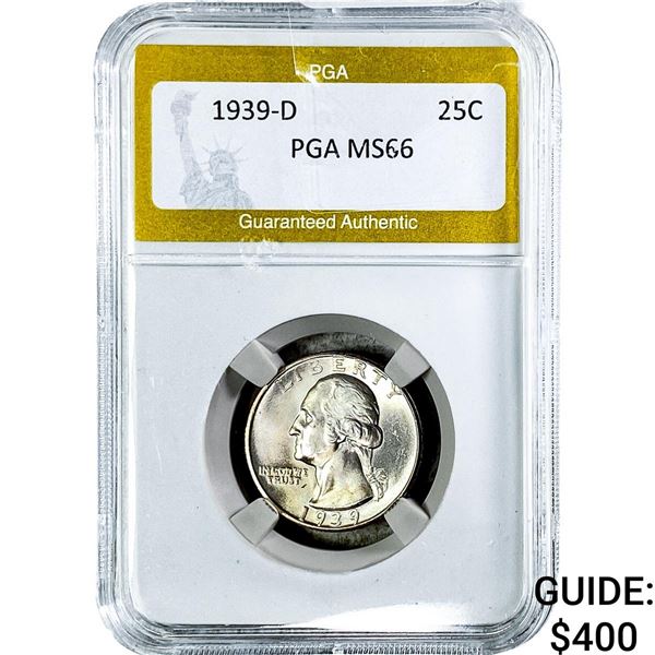 1939-D Washington Silver Quarter PGA MS66