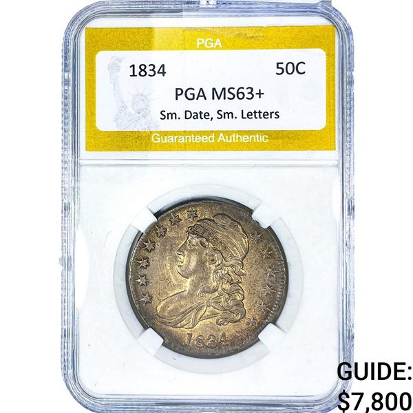 1834 Capped Bust Half Dollar PGA MS63+