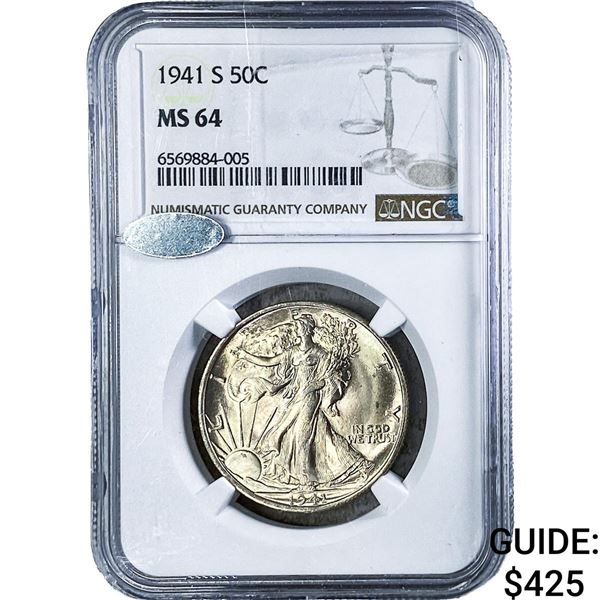1941-S Walking Liberty Half Dollar NGC MS64
