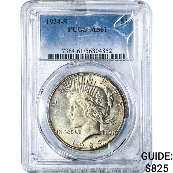 1924-S Silver Peace Dollar PCGS MS61