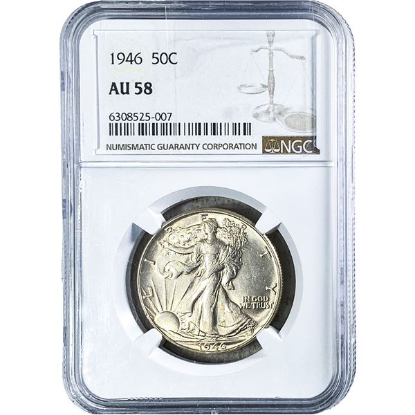 1946 Walking Liberty Half Dollar NGC AU58