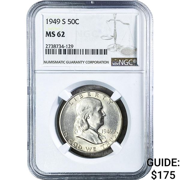 1949-S Franklin Half Dollar NGC MS62