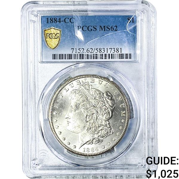 1884-CC Morgan Silver Dollar PCGS MS62