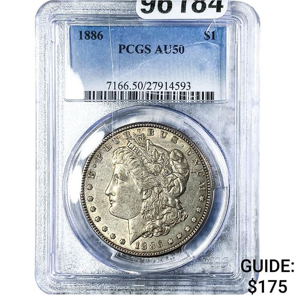 1886 Morgan Silver Dollar PCGS AU50