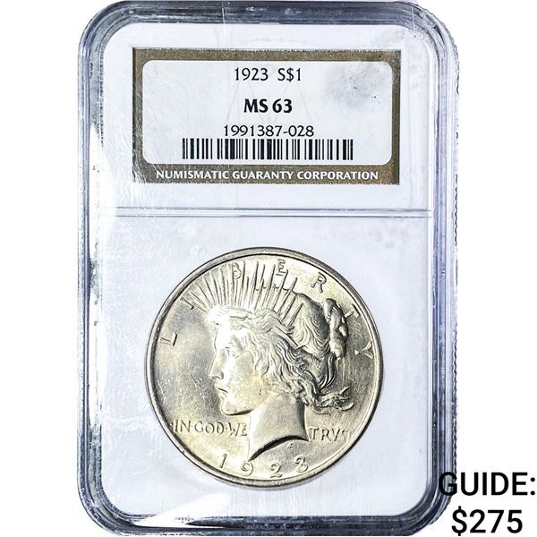 1923 Silver Peace Dollar NGC MS63