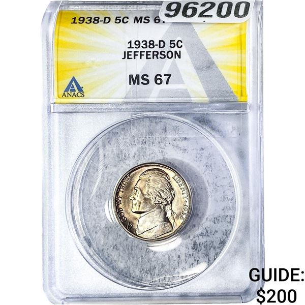 1938-D Jefferson Nickel ANACS MS67