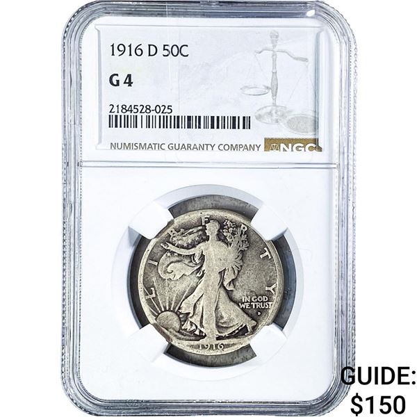 1916-D Walking Liberty Half Dollar NGC G4