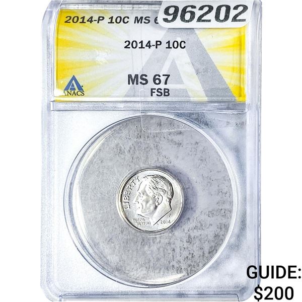 2014 Roosevelt Dime ANACS MS67 FSB