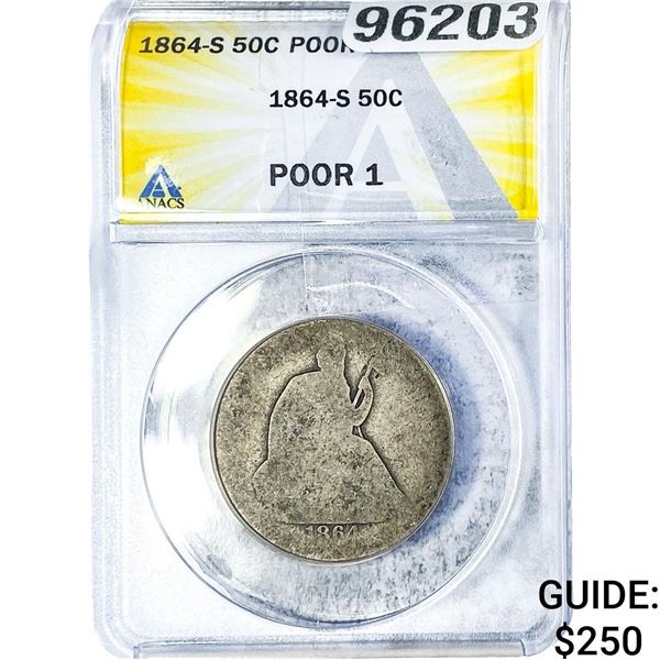 1864-S Seated Liberty Half Dollar ANACS P1